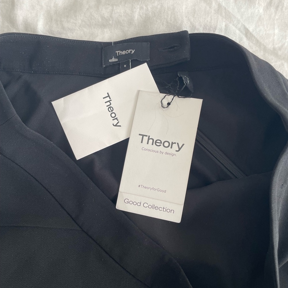 Theory Diag Mini Skirt | Black Admiral Crepe | NWT | Size 8 - Picture 6 of 7